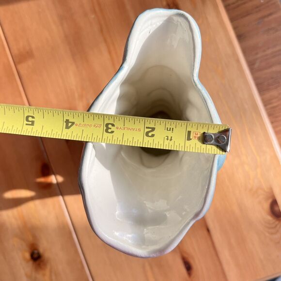 Vtg Swan Ceramic Vase Planter Blue Green White MCM Unsigned McCoy Pottery Retro - Picture 13 of 16